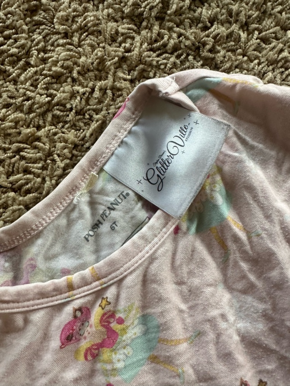 Posh Peanut Pink Ballet Mermaid Print Kids Pajama Top
